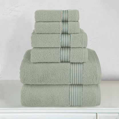 Elegant Comfort 6-Piece Turkish Cotton Towel Set, 2 Washcloths, 2 Hand Towels and 2 Bath Towels