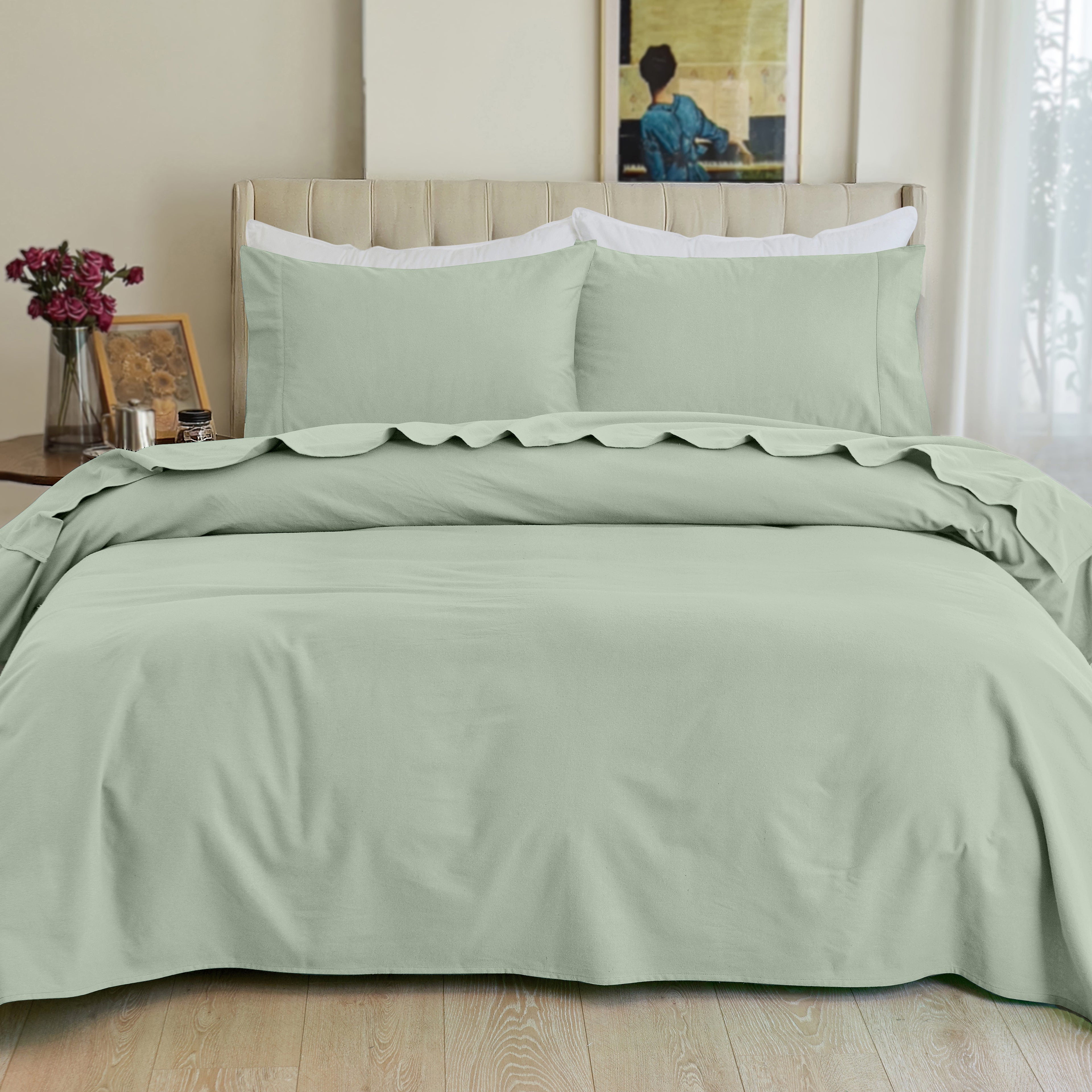4-Piece Cotton Flannel Sheet Set - 100% Turkish Cotton