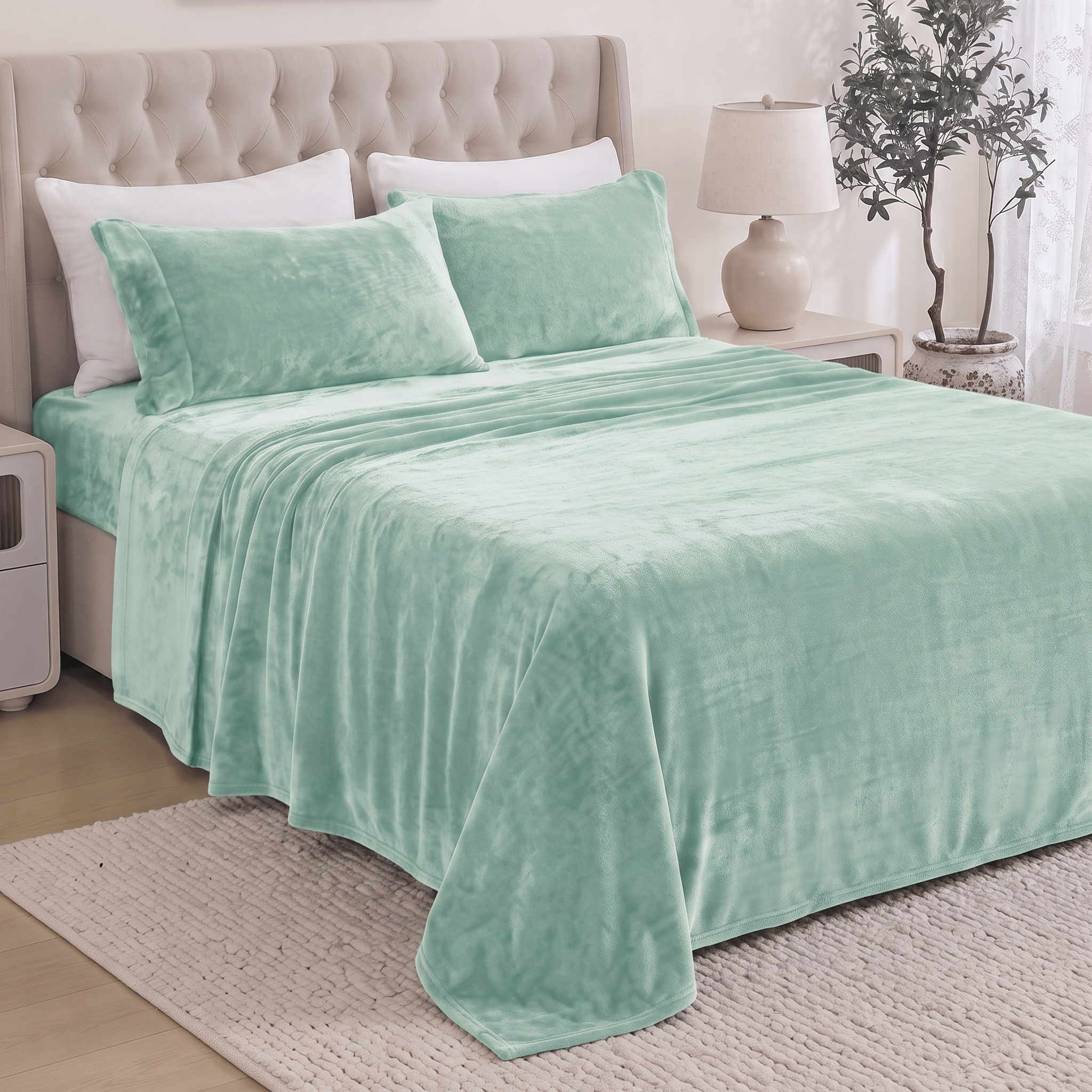4-Piece Velvet Plush Flannel Sheet Set