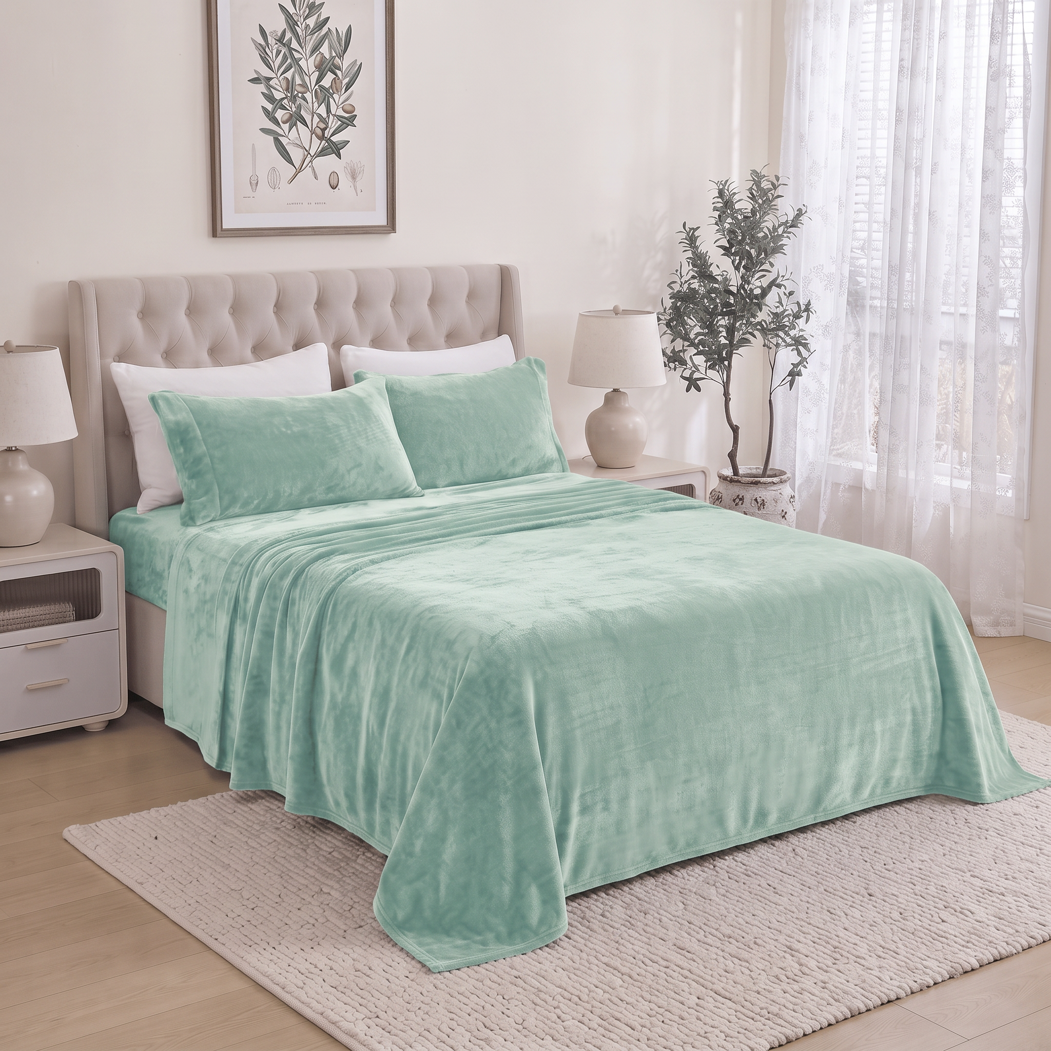 4-Piece Velvet Plush Flannel Sheet Set