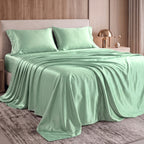 Fine 4-Piece Silky Satin Sheet Set, Bright Shades