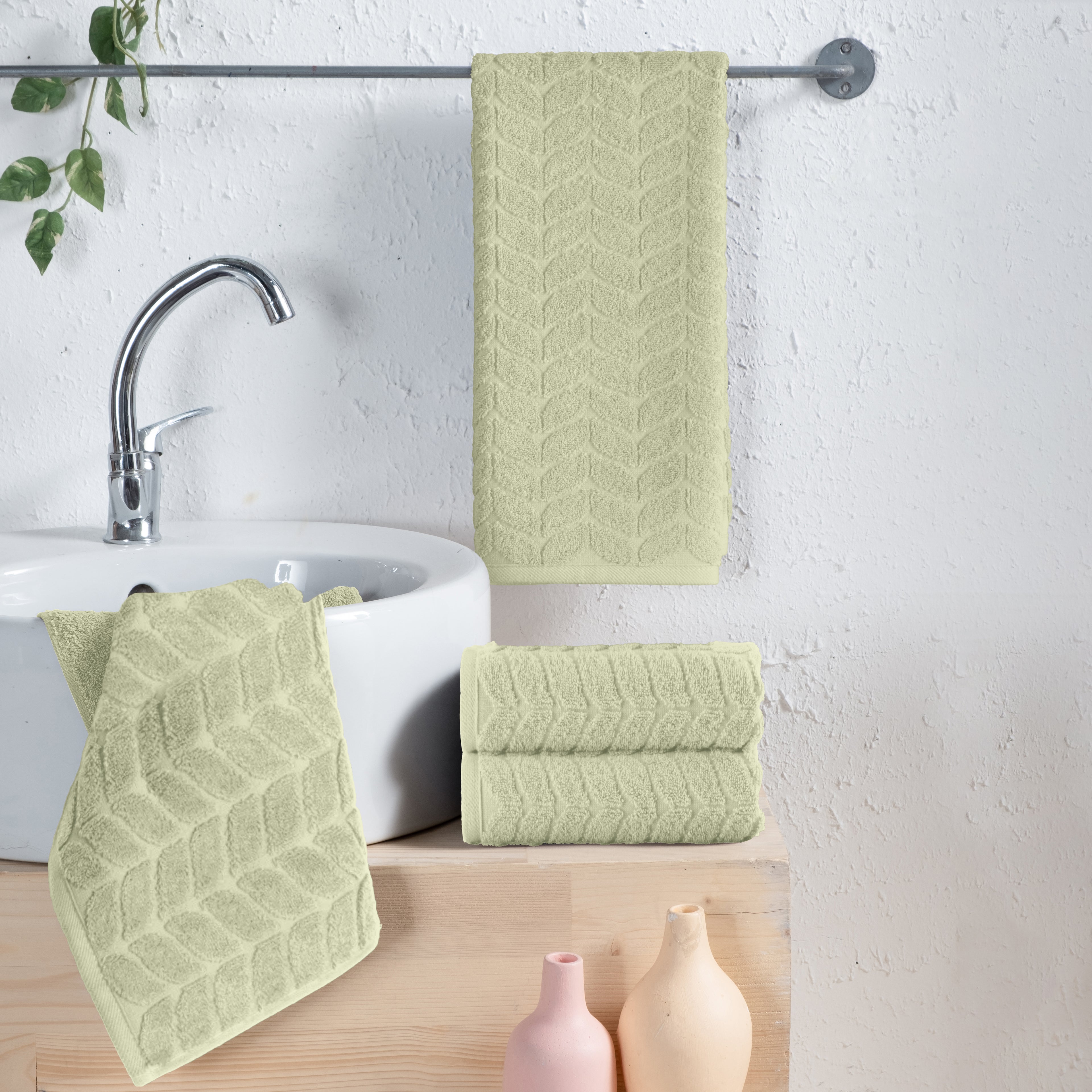 4-Pack Premium Turkish Cotton Braided Hand Towel Set, 16 x 28 inch