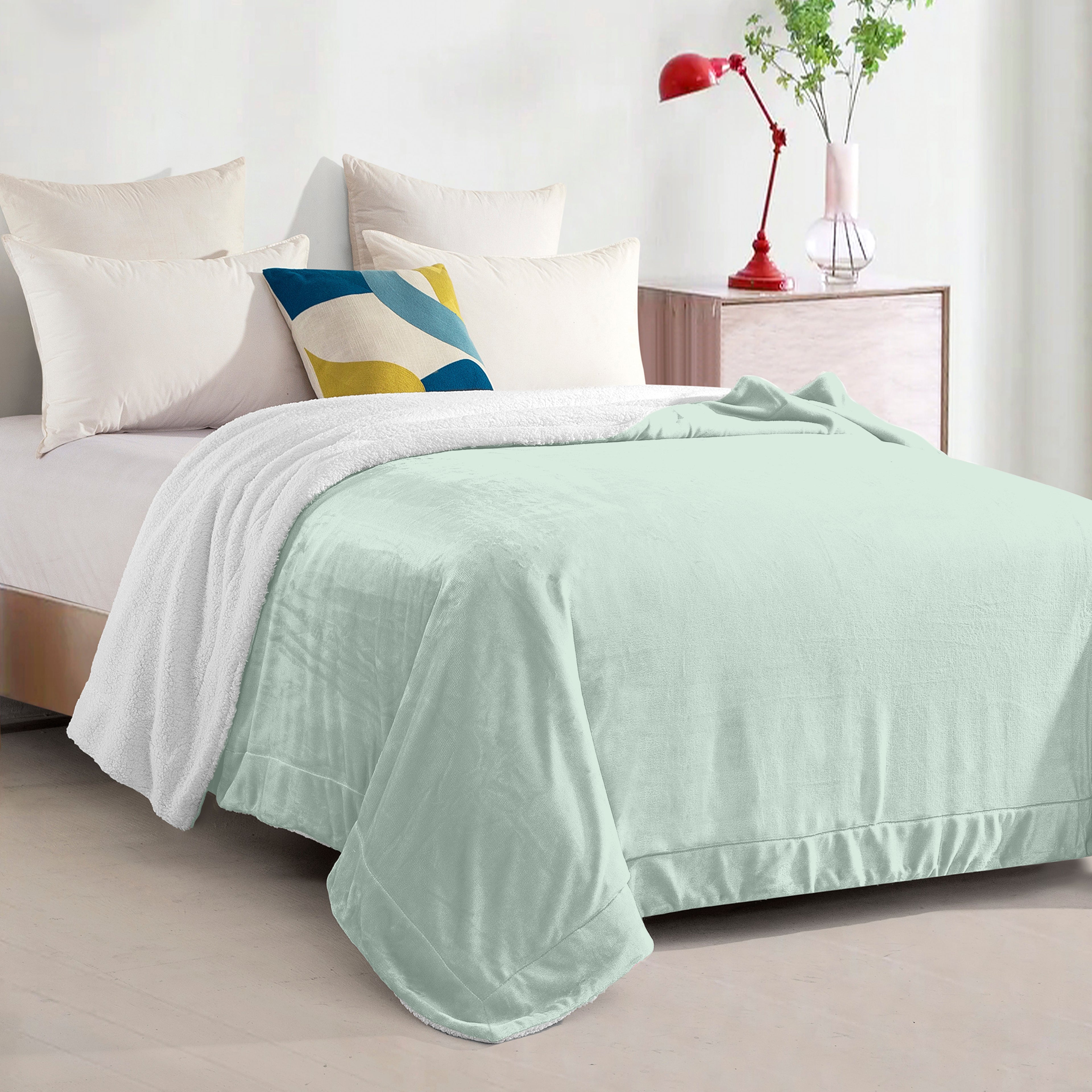 Reversible Sherpa Throw Blanket - Sherpa Back Throw Blanket