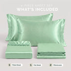 Fine 4-Piece Silky Satin Sheet Set, Bright Shades