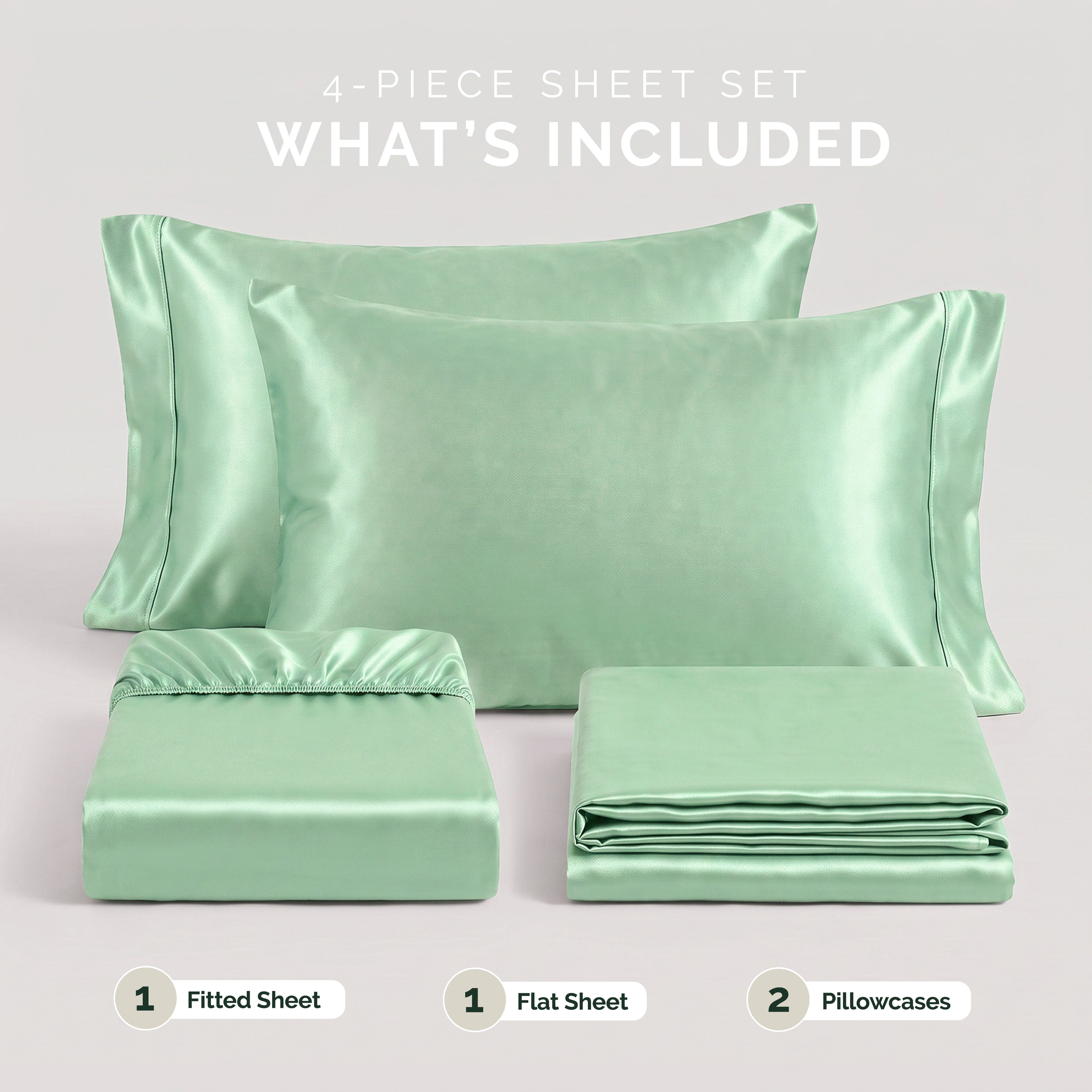 Fine 4-Piece Silky Satin Sheet Set, Bright Shades
