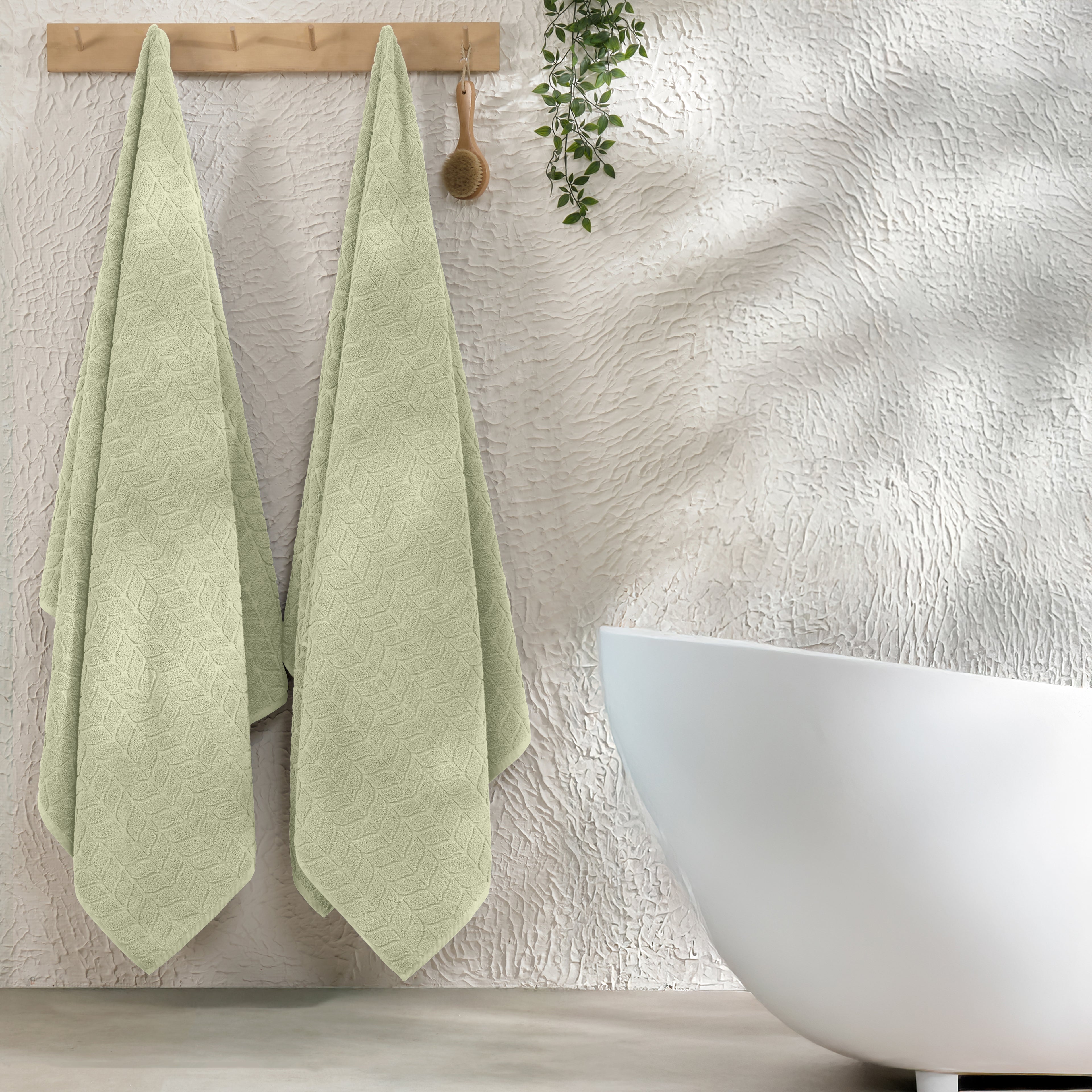 2-Pack Premium Turkish Cotton Braided Bath Towel Set, 27 x 54 inch