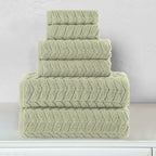6-Piece Turkish Cotton Braided Towel Set, 2 Washcloths, 2 Hand Towels and 2 Bath Towels