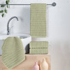 4-Pack Premium Turkish Cotton Corduroy Stripe Hand Towel Set, 16 x 28 inch