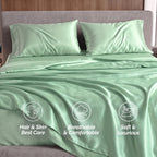 Fine 4-Piece Silky Satin Sheet Set, Bright Shades