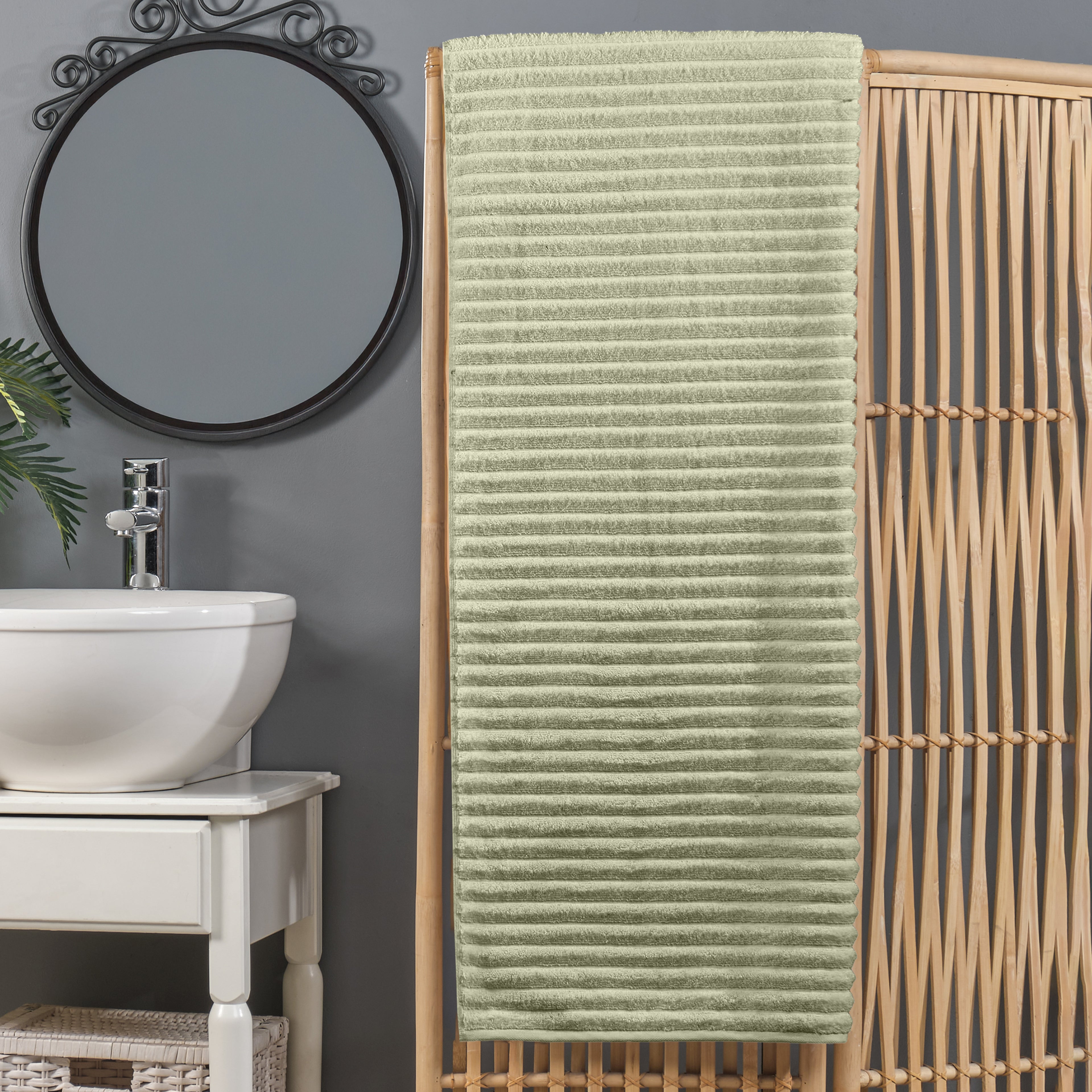 1-Piece Premium Turkish Cotton Corduroy Stripe Oversized Bath Sheet Towel 40 x 80 Inch