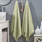 2-Pack Premium Turkish Cotton 4 Lines Stripe Bath Towel Set, 27 x 54 inch