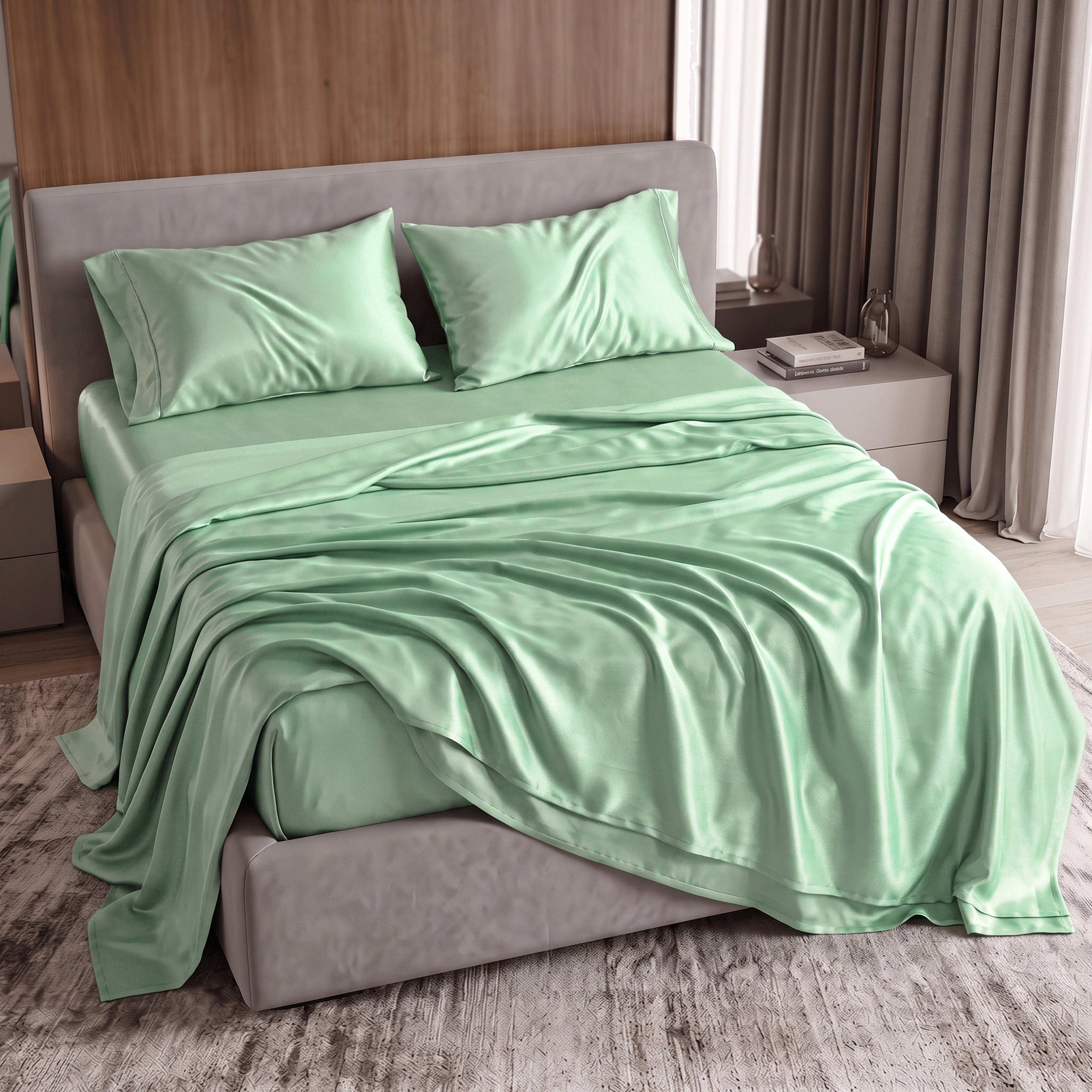 Fine 4-Piece Silky Satin Sheet Set, Bright Shades