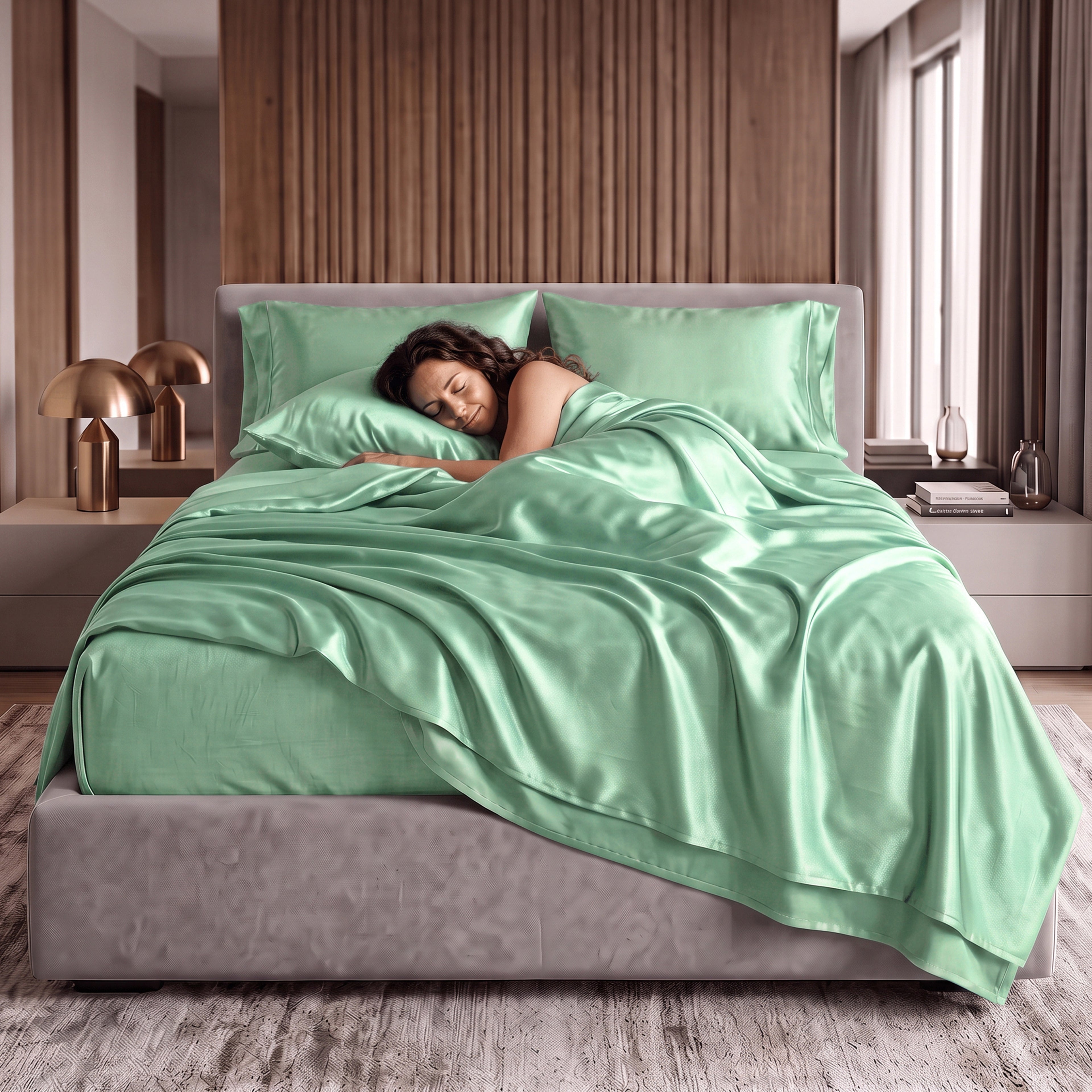 Fine 4-Piece Silky Satin Sheet Set, Bright Shades