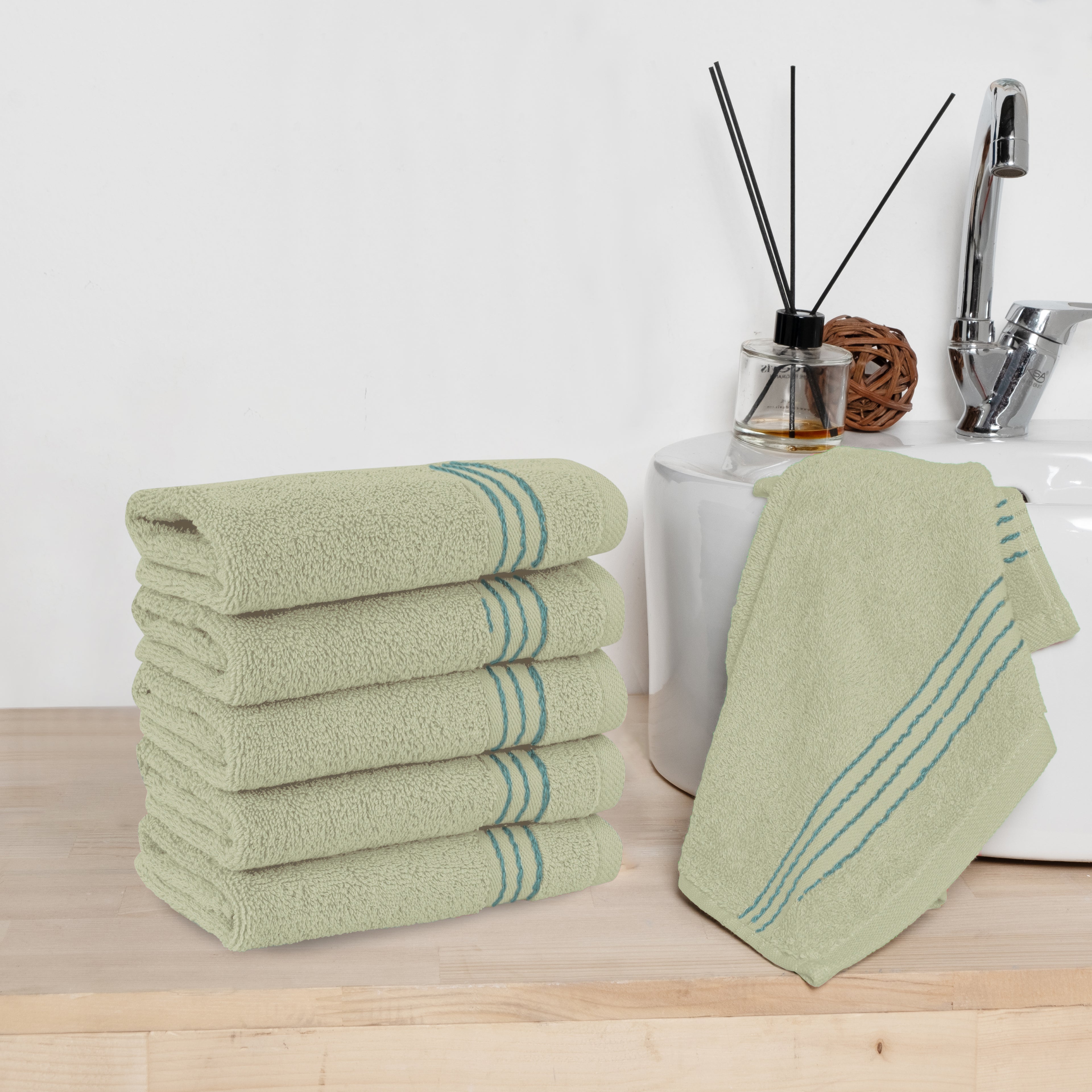 6-Pack Premium Turkish Cotton Washcloths Set, 13 x 13 inch