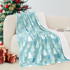 Christmas Sherpa Throw with Flannel Fleece - 50 x 60 inches