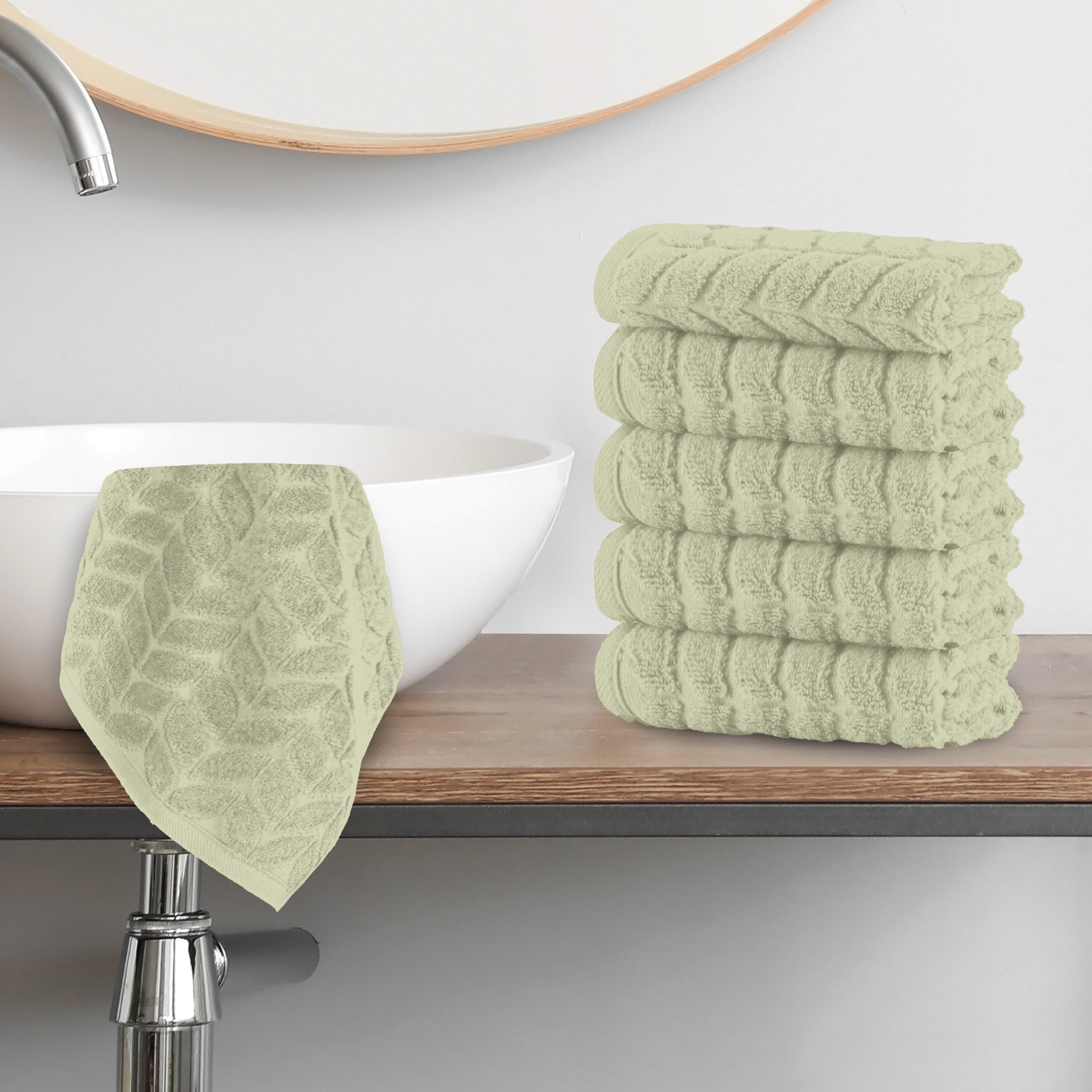6-Pack Premium Turkish Cotton Braided Washcloths Set, 13 x 13 inch