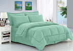 8-Piece Dobby Stripe Comforter Set - Includes 4-Piece Sheet Set with Double Sided Storage Pockets