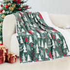 Christmas Sherpa Throw with Flannel Fleece - 50 x 60 inches