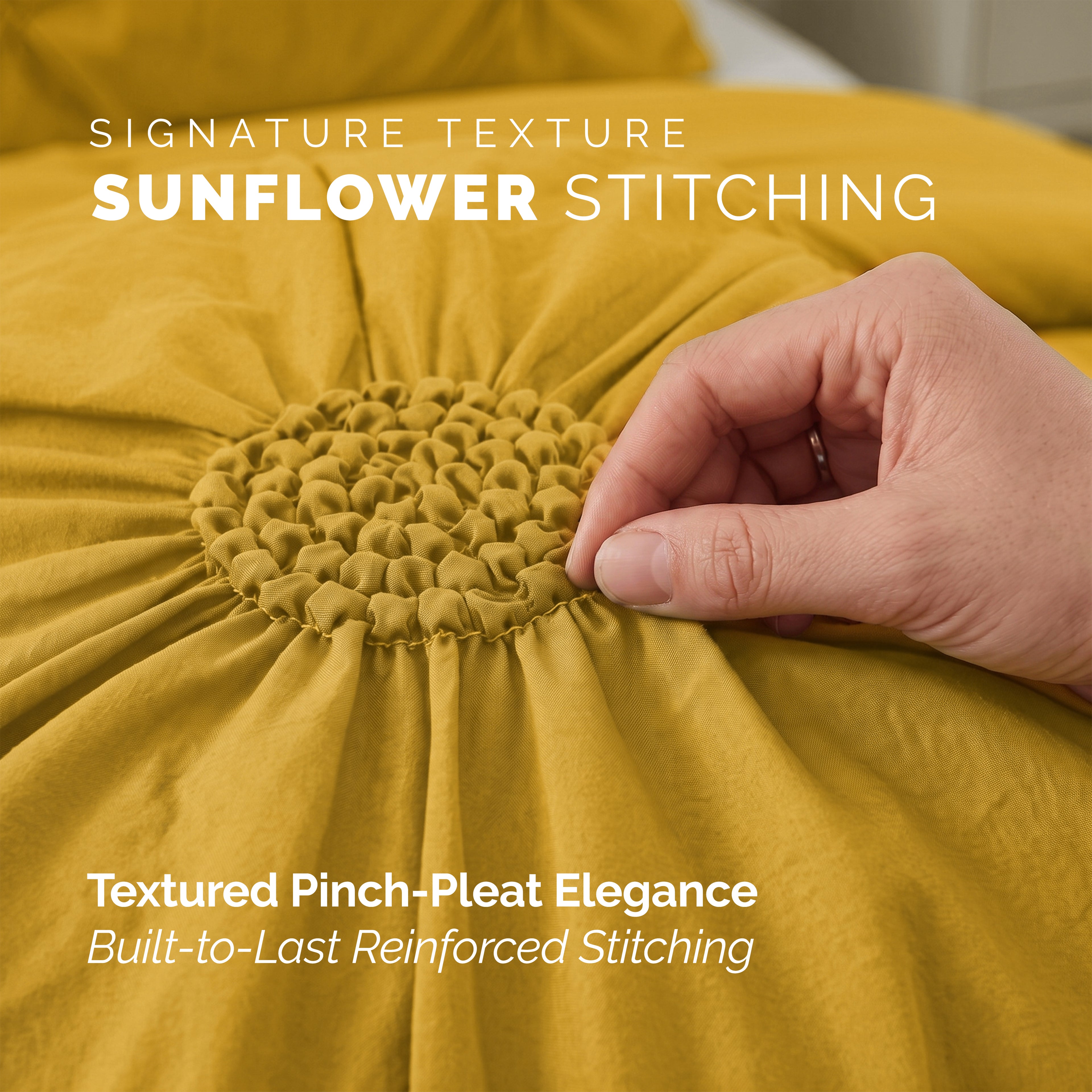 10-Piece Sunflower Comforter Set - Includes 4-Piece Sheet Set with Double Sided Storage Pockets