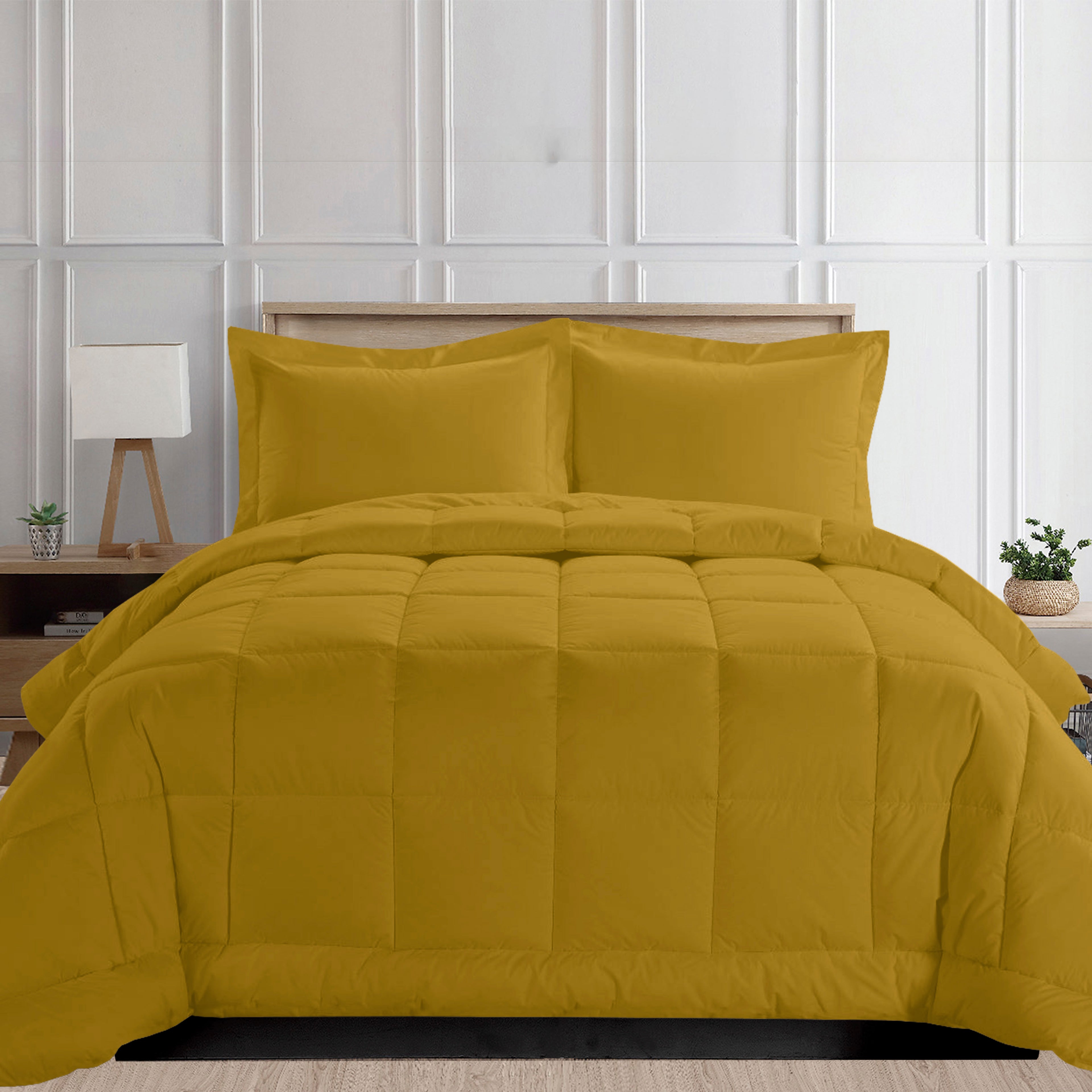 3-Piece Box Stitched Comforter & Shams - Duvet Insert with 4 Corner Tabs