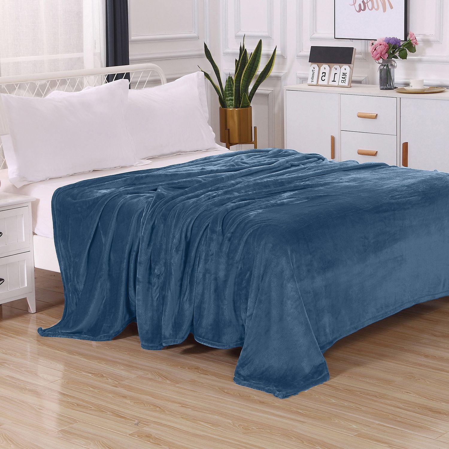 Velvet Plush Fleece Blanket Solid Color Design - Velour Blanket