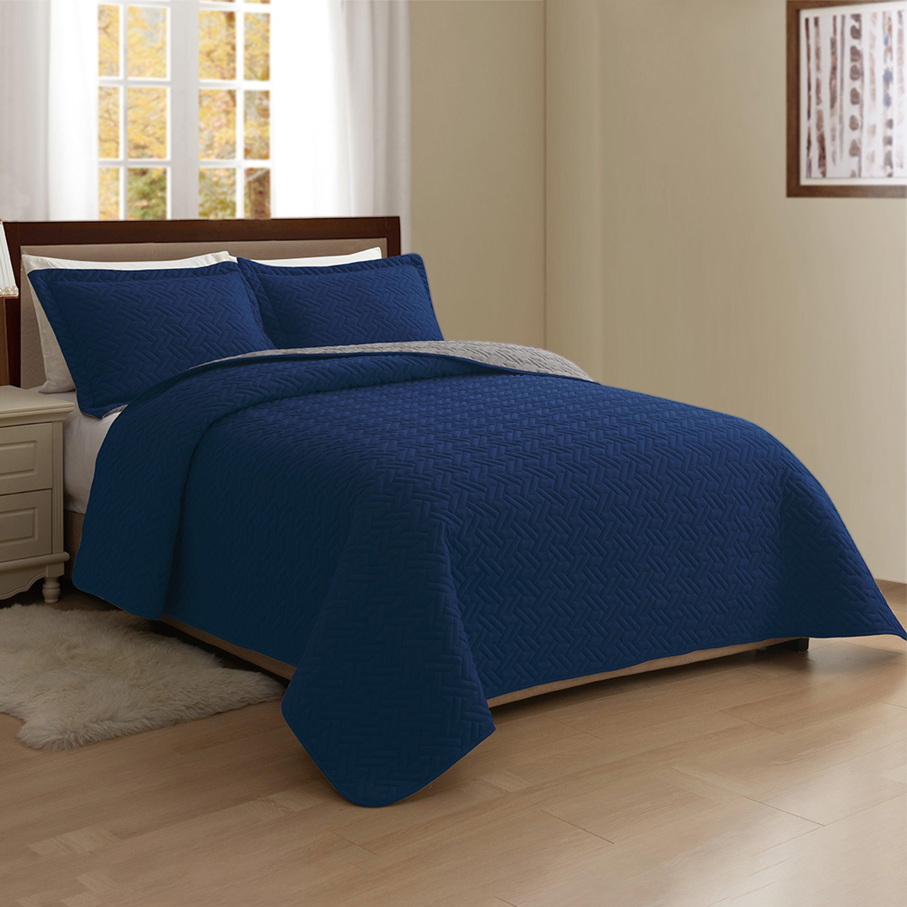 3-Piece Majestic Quilted Reversible Bedspread Coverlet Set