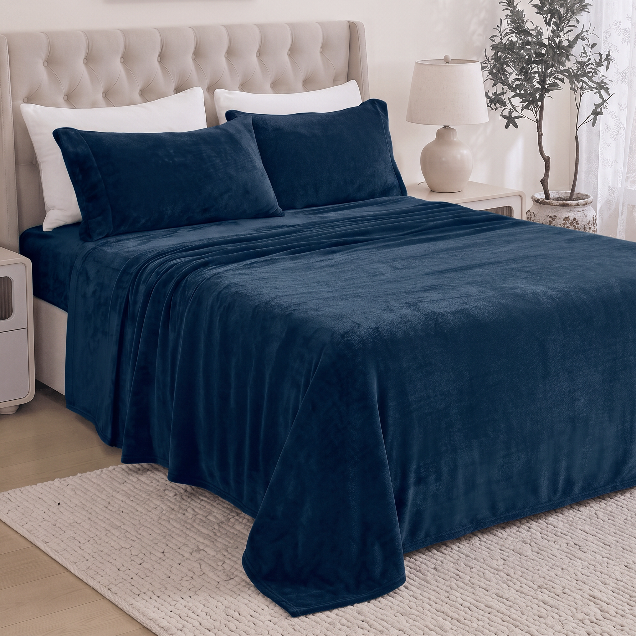 4-Piece Velvet Plush Flannel Sheet Set