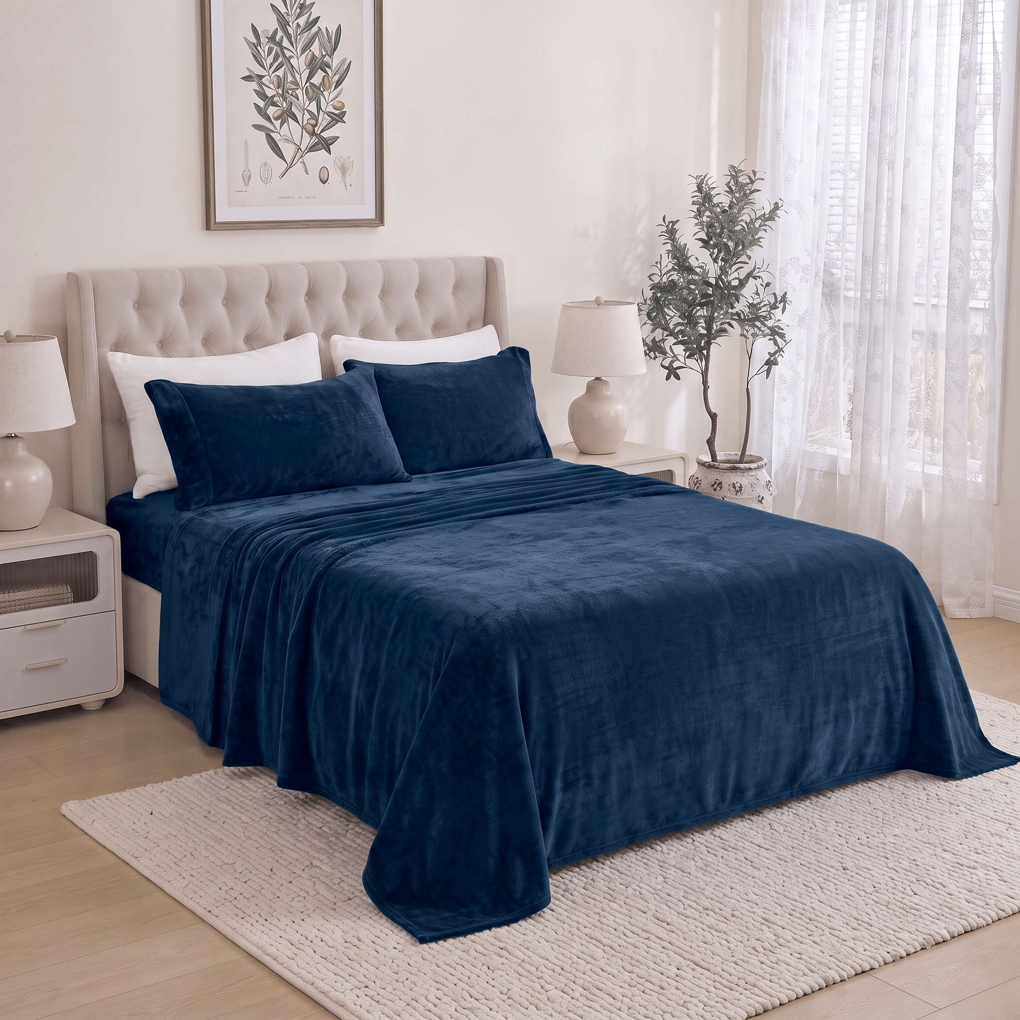 4-Piece Velvet Plush Flannel Sheet Set