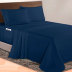 Extra deep 18-24 Inch Pocket 3 Line Embroidery, 4-Piece Sheet Set, Moody Shades