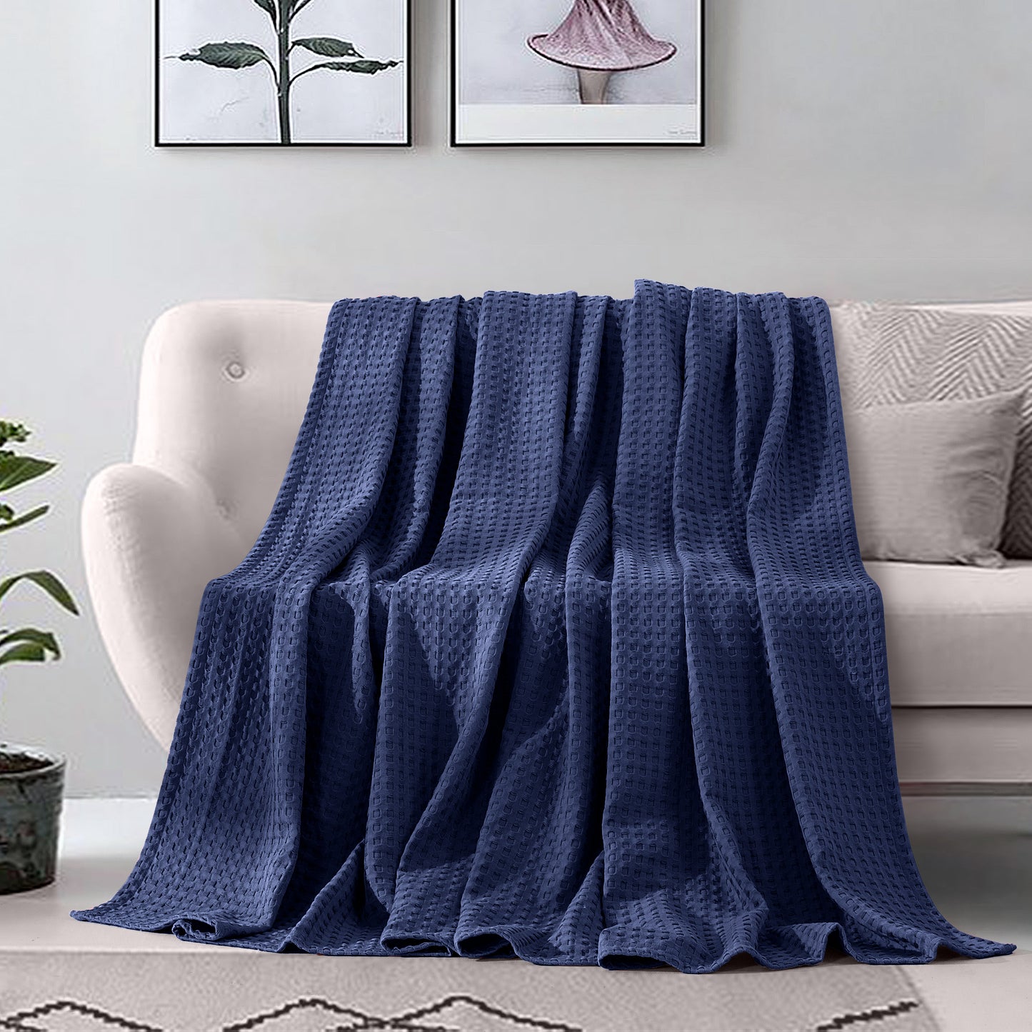 Elegant Comfort Cotton Waffle Blanket