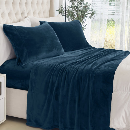 Elegant Comfort 4-Piece Velvet Plush Flannel Sheet Set