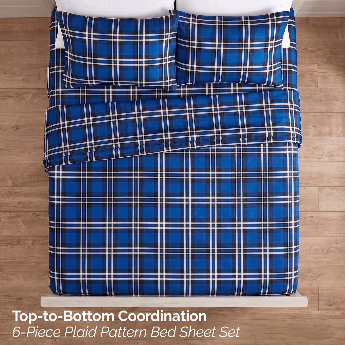 6-Piece Plaid Pattern Bed Sheet Set - Soft as a Hotel Premium Quality