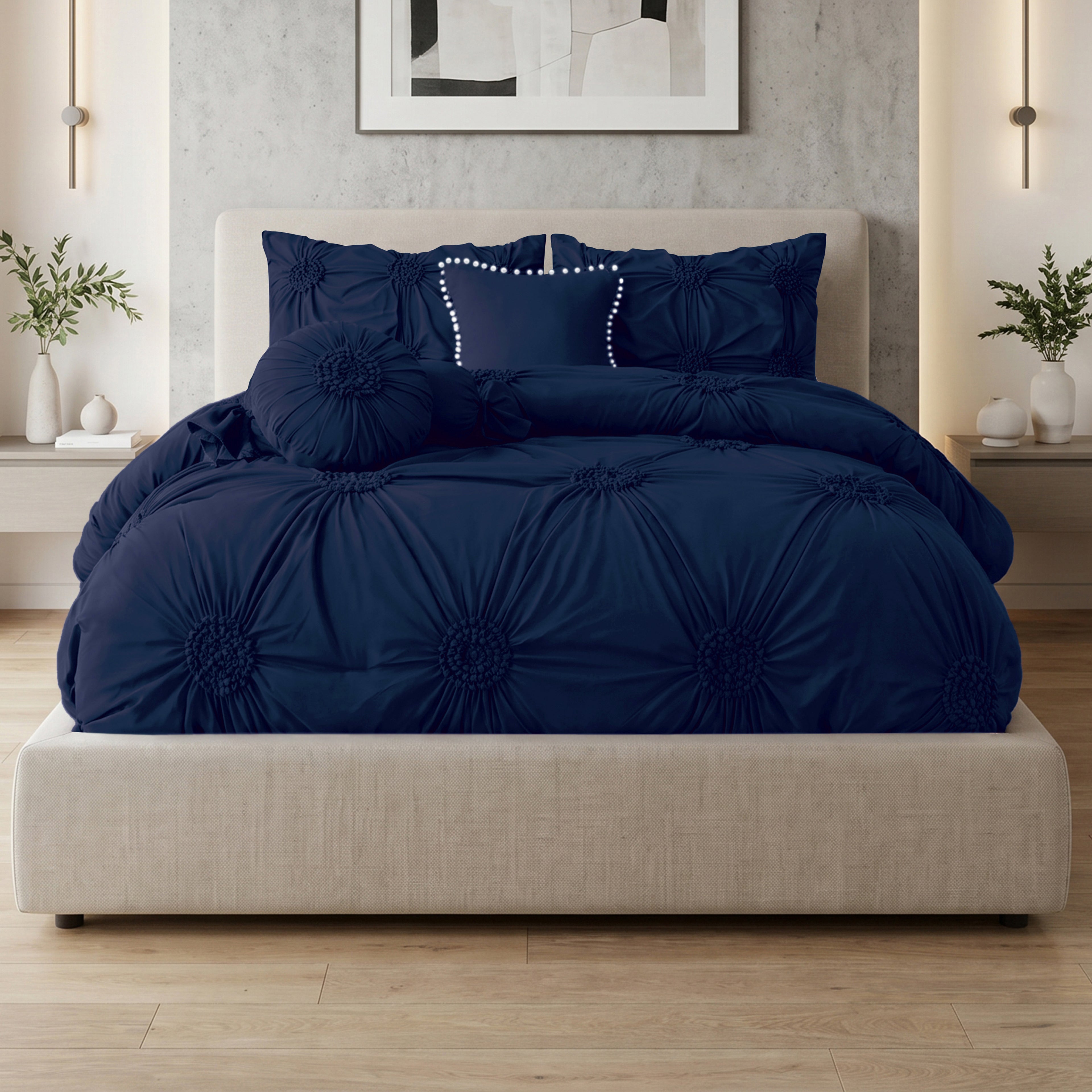 10-Piece Sunflower Comforter Set - Includes 4-Piece Sheet Set with Double Sided Storage Pockets
