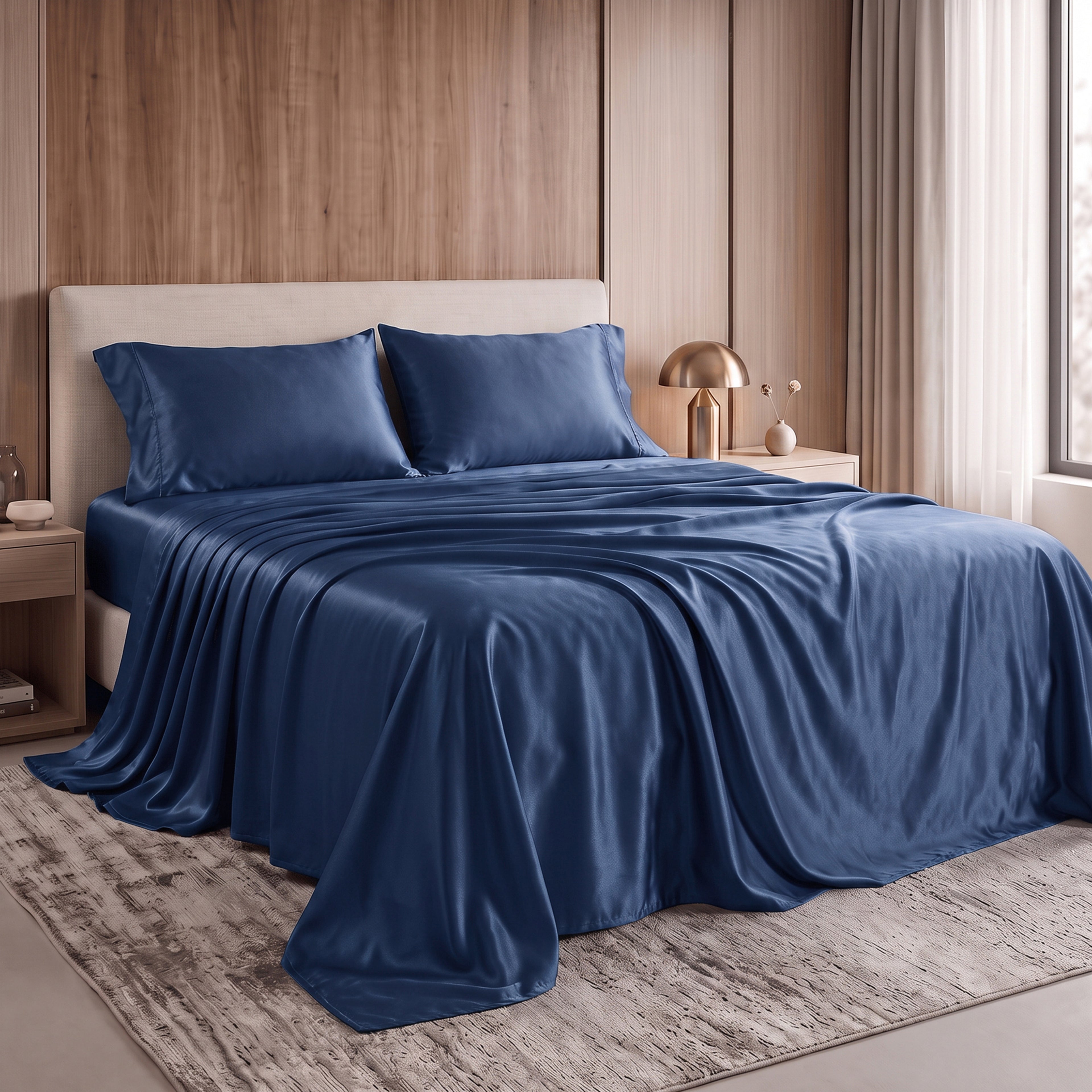 Fine 4-Piece Silky Satin Sheet Set, Moody Shades