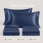 Fine 4-Piece Silky Satin Sheet Set, Moody Shades