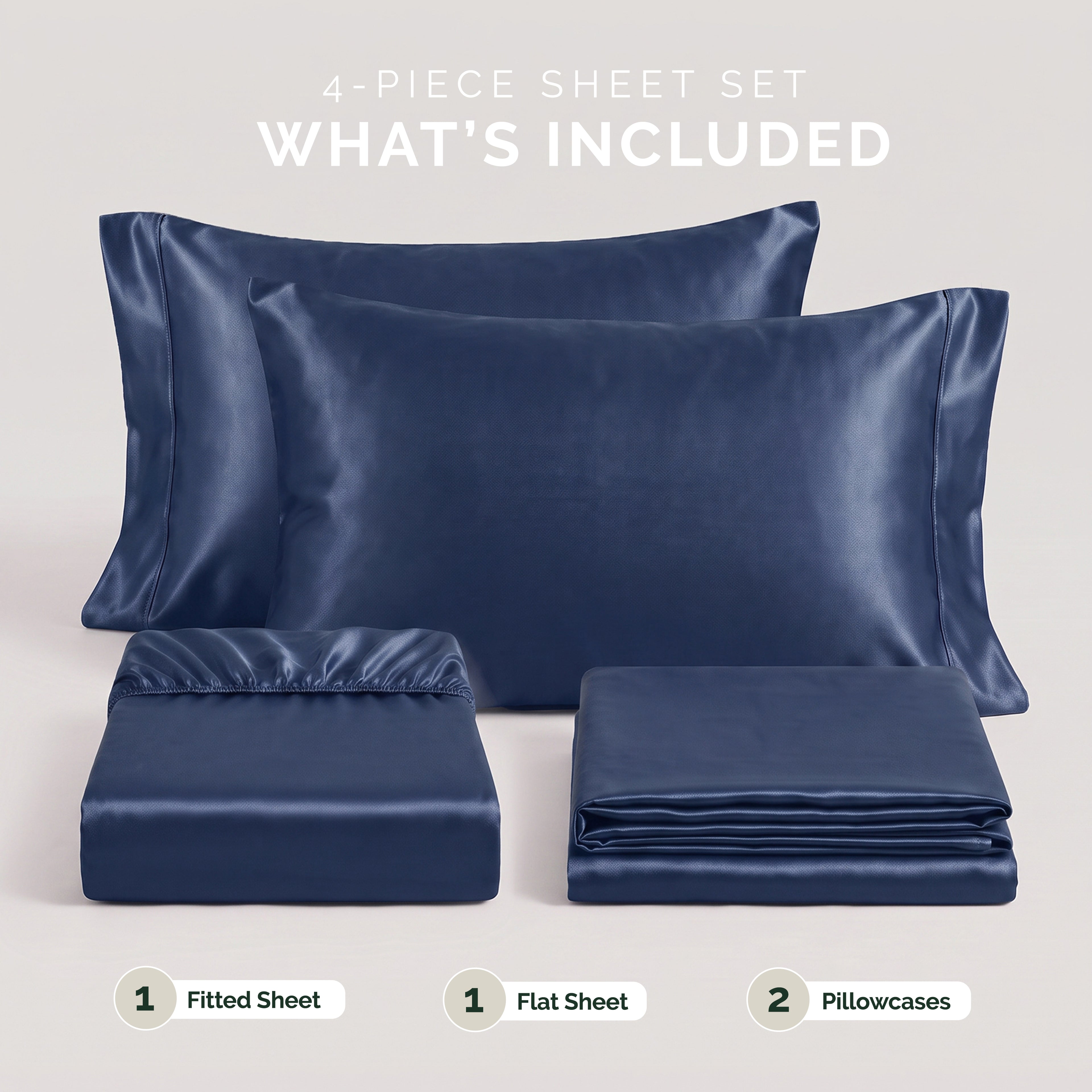 Fine 4-Piece Silky Satin Sheet Set, Moody Shades