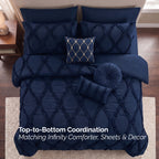 10-Piece Infinity Design Comforter Set - Includes 4-Piece Sheet Set with Double Sided Storage Pockets