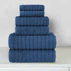 6-Piece Turkish Cotton Corduroy Towel Set, 2 Washcloths, 2 Hand Towels and 2 Bath Towels