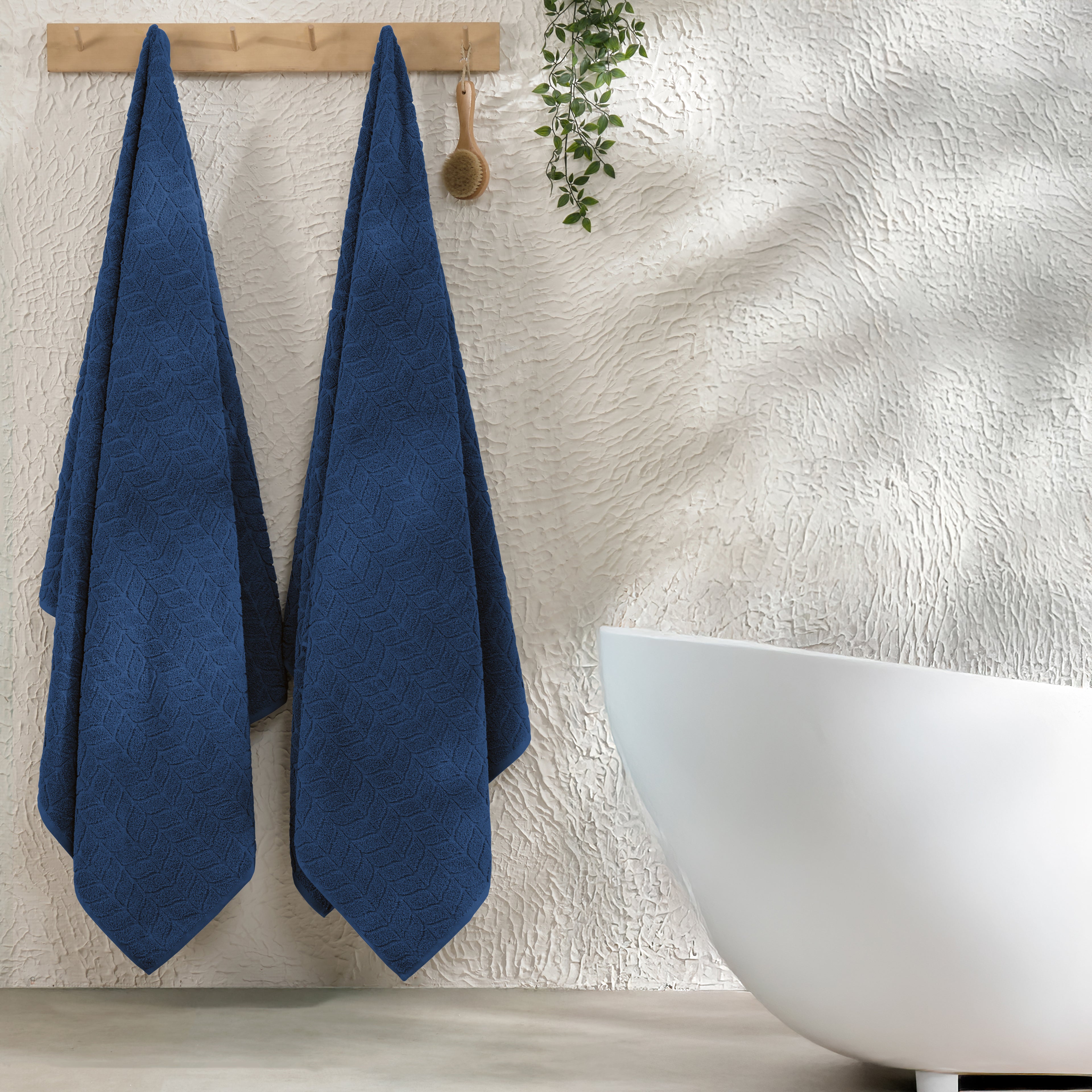 2-Pack Premium Turkish Cotton Braided Bath Towel Set, 27 x 54 inch