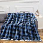 Buffalo Plaid Flannel Fleece Sherpa Throw Blanket