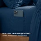 10-Piece Pleated Comforter Set - Includes 4-Piece Sheet Set with Double Sided Storage Pockets