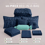 10-Piece Cinderella Comforter Set, Includes 4-Piece Sheet Set with Double Sided Storage Pockets