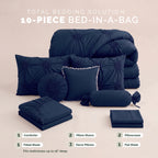 10-Piece Sunflower Comforter Set - Includes 4-Piece Sheet Set with Double Sided Storage Pockets