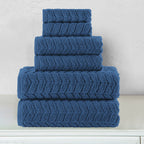6-Piece Turkish Cotton Braided Towel Set, 2 Washcloths, 2 Hand Towels and 2 Bath Towels
