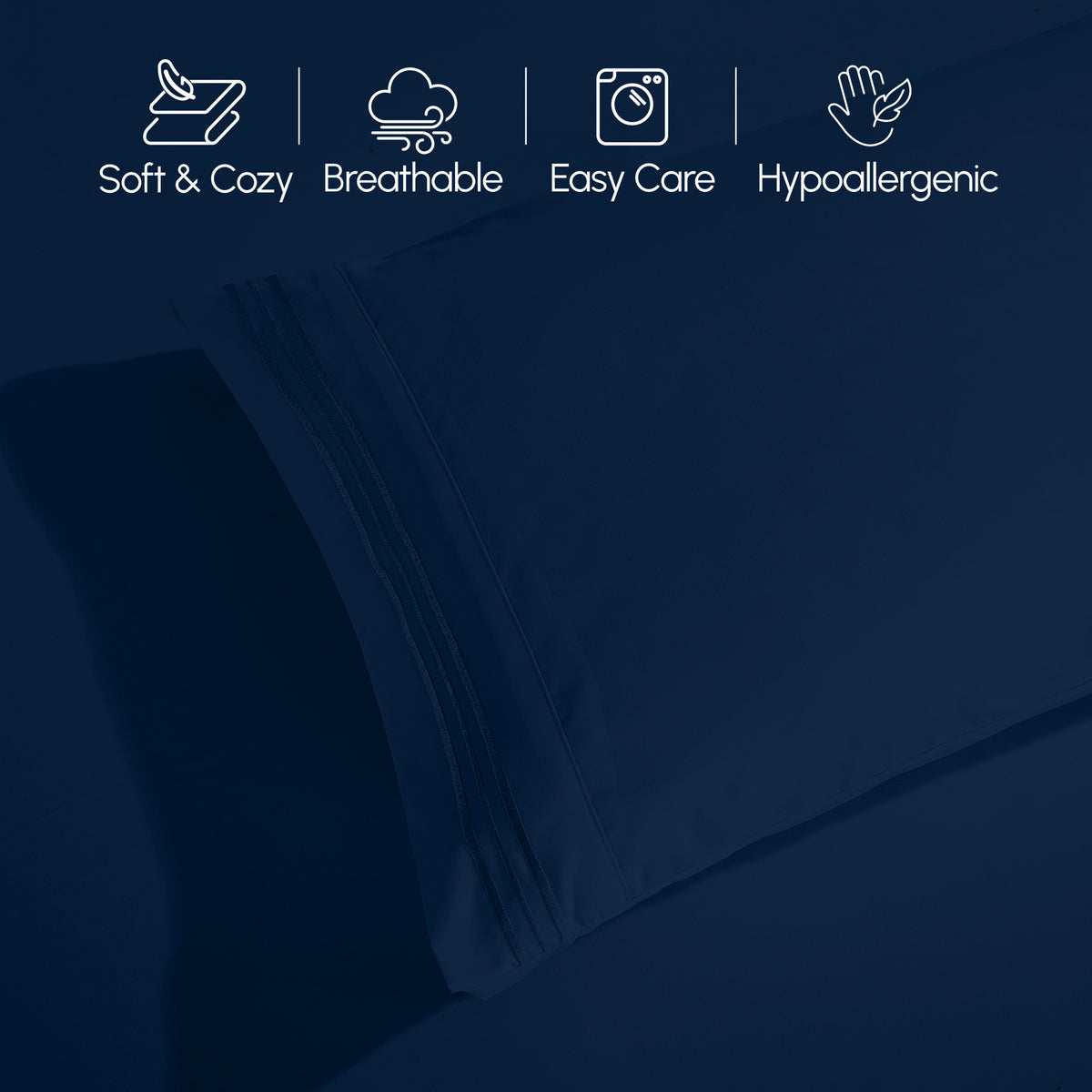 Essential 6-Piece 3-Line Embroidery Sheet Set, Soft as a Hotel Premium Quality,  Moody Shades