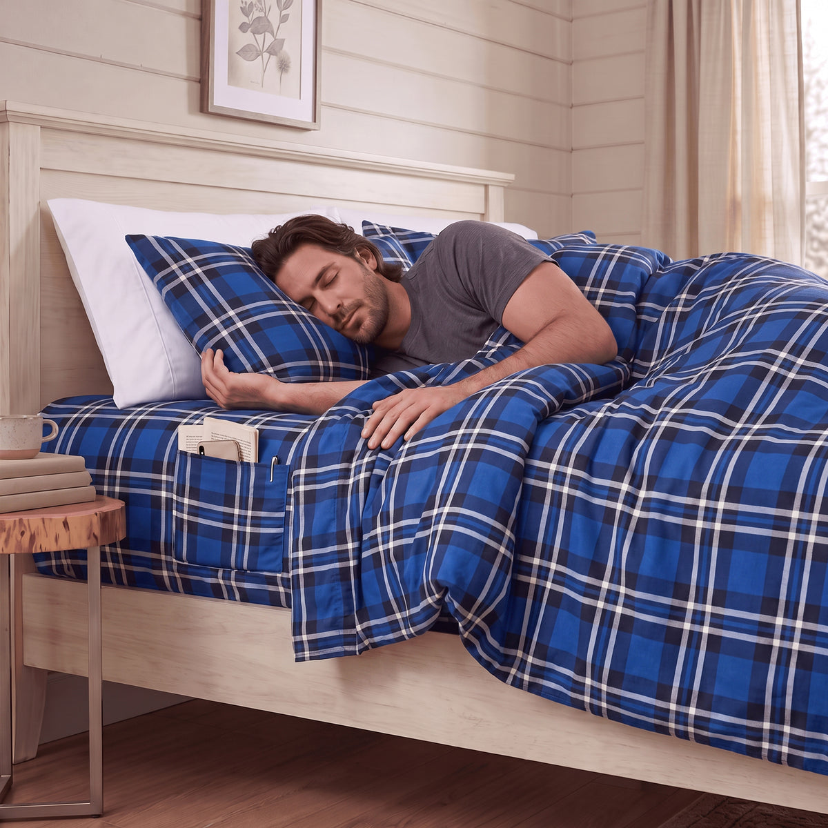 6-Piece Plaid Pattern Bed Sheet Set - Soft as a Hotel Premium Quality
