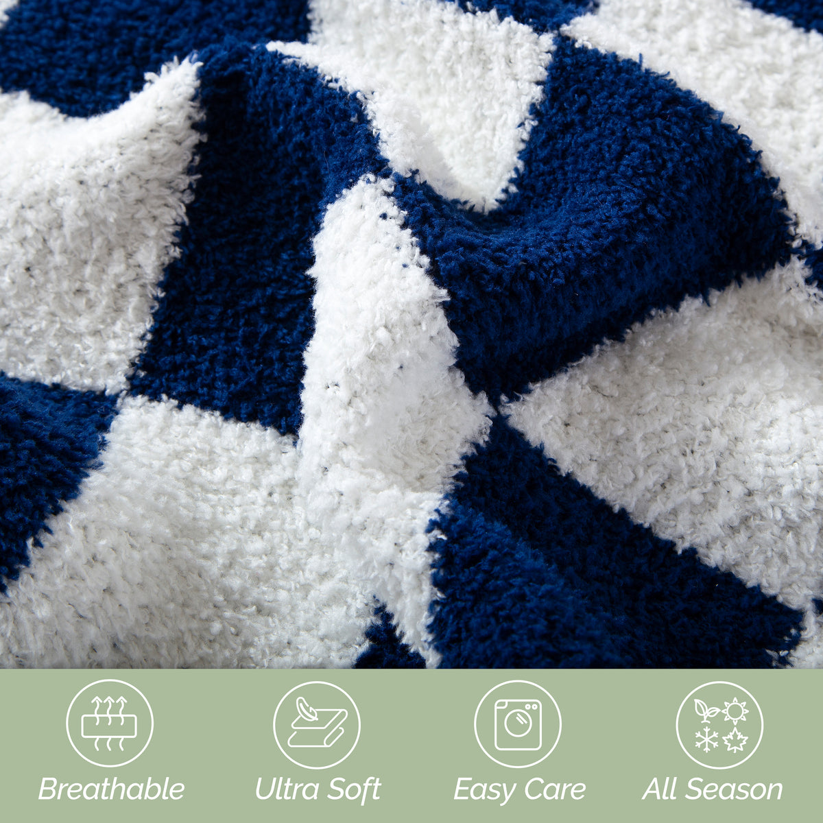 50" x 70"  Ultra Soft Checkered Knitted Throw Blanket