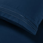 Essential 4-Piece 3-Line Embroidery Sheet Set, Soft as a Hotel Premium Quality,  Moody Shades