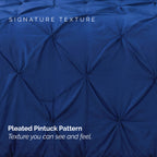 Pinch Pleated Pintuck Pattern, 3-Piece Duvet Cover Set - Features Corner Ties