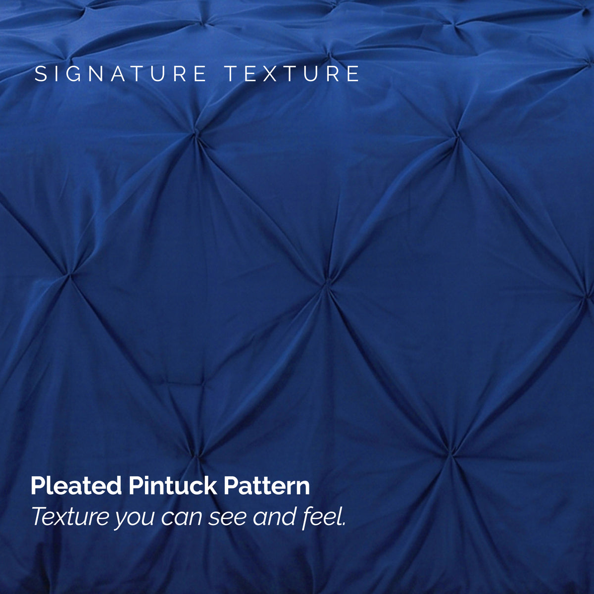 Pinch Pleated Pintuck Pattern, 3-Piece Duvet Cover Set - Features Corner Ties